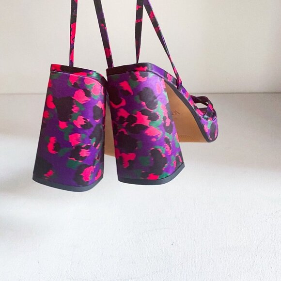 NWT Zara  COlourful Pink Purple Chuinky Block Heels Strappy Heels 8 - Picture 7 of 8